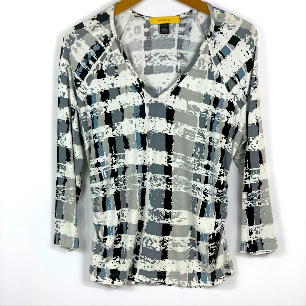 St. John Plaid Rayon Top Women’s Medium